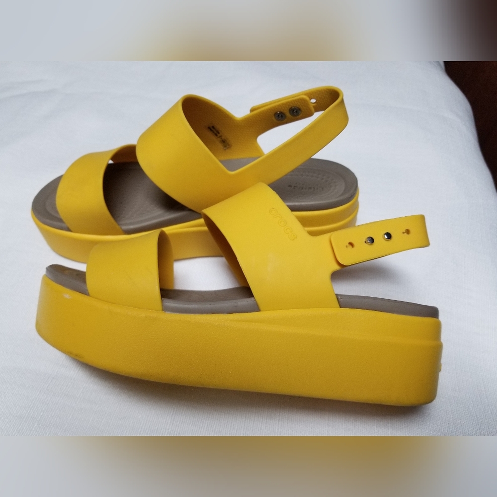 yellow croc platform sandals
